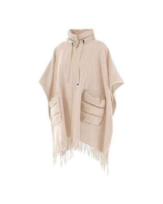 Herno Jassen ,Wol Wol Kasjmier Poncho Met Quilten in het Natural