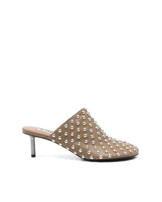 Jil Sander Green Heeled Mules
