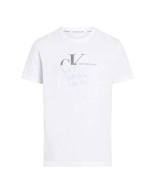 Monogram echo t-shirt uomo primavera/estate di Calvin Klein in White da Uomo
