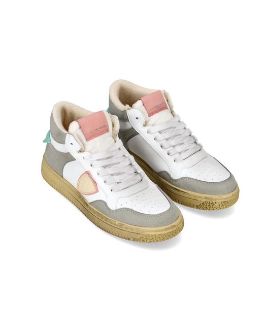 Philippe Model Schoenen ,Veelkleurig ,Katoen Sneakers Lyon Streetwear in het White