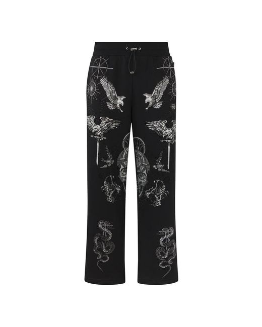 Philipp Plein Broeken ,Zwart ,Katoen Joggingbroek Tattoo Stones in het Black voor heren