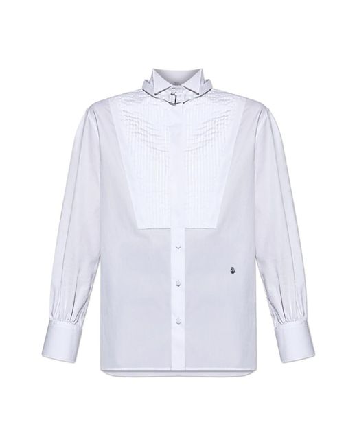 McQueen Overhemden ,Wit ,Katoen Overhemd Met Opstaande Kraag in het White