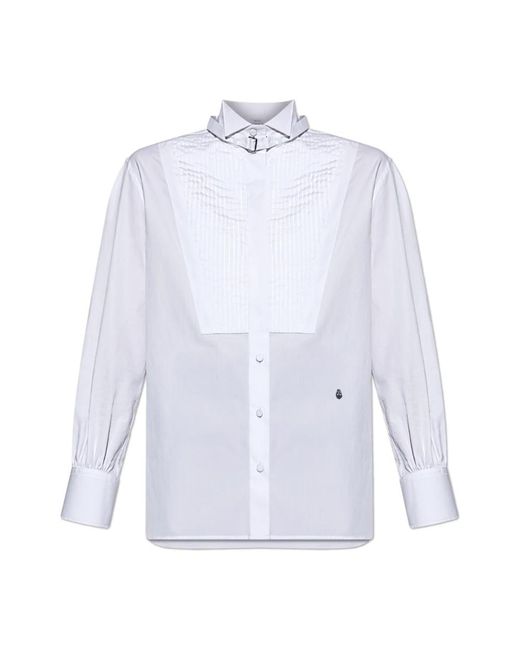 McQueen Overhemden ,Wit ,Katoen Overhemd Met Opstaande Kraag in het White