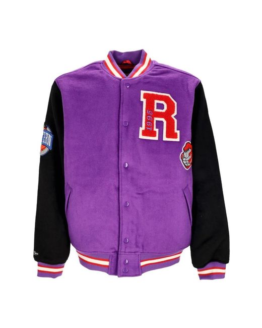 Mitchell & Ness Jassen ,Paars ,Wol Toronto Raptors Legacy Varsity Jack Paars/Zwart in het Purple voor heren