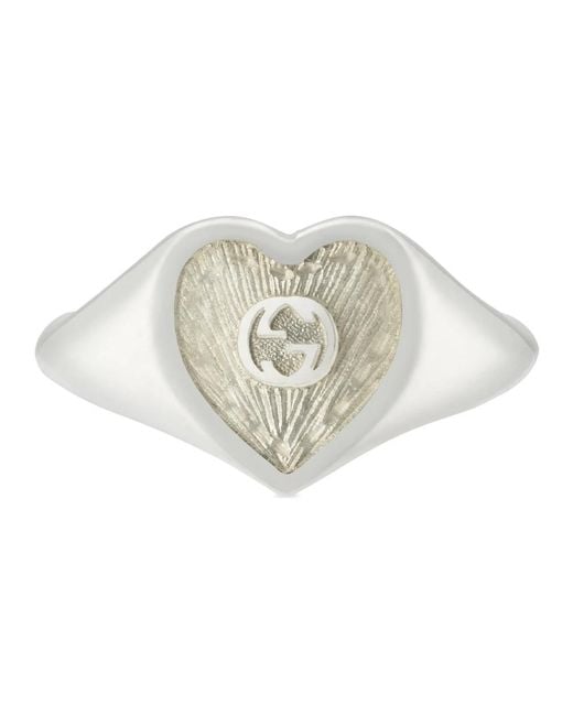 Anello cuore in argento smaltato di Gucci in Bianco | Lyst