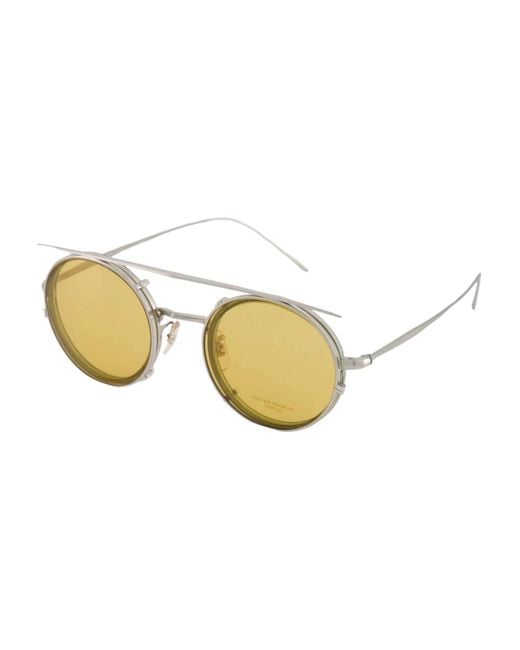 Oliver Peoples Metallic Gebürstetes chrom clip-on sonnenbrille