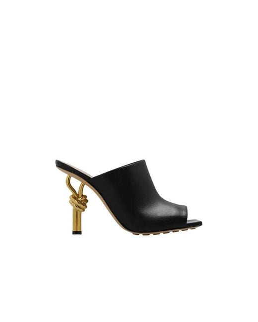 Bottega Veneta Black Heeled Mules