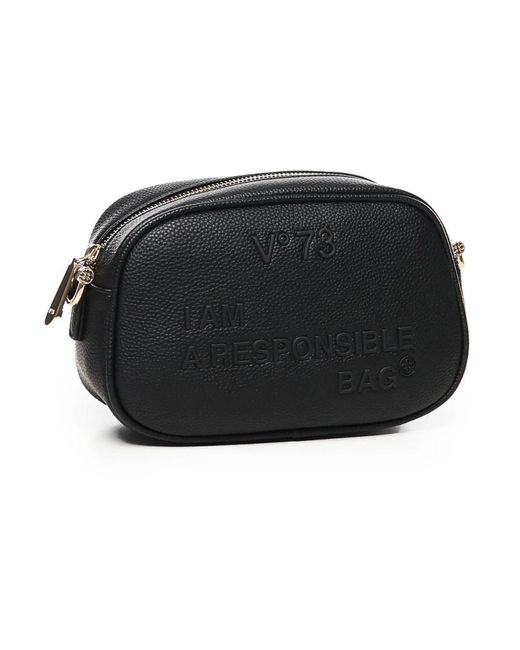 V73 Black Schwarze schultertasche mit reißverschluss
