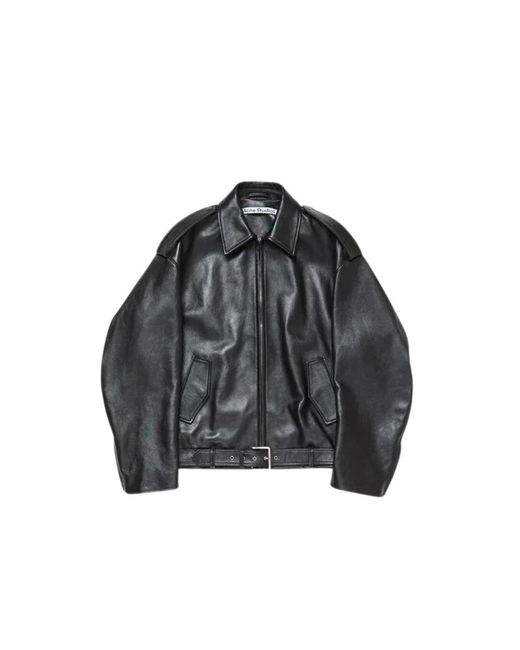 Acne Jassen ,Zwart ,Leer Leren Bikerjack in het Black