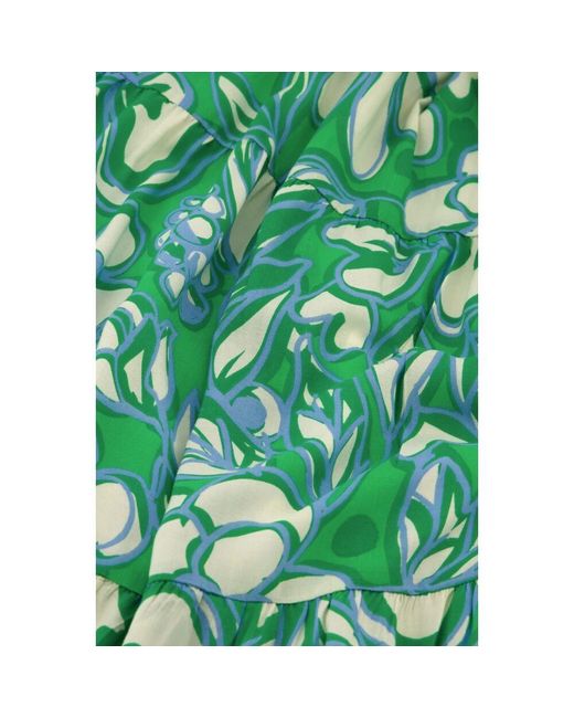 FABIENNE CHAPOT Green Maxikleid mit stickerei und puffärmeln