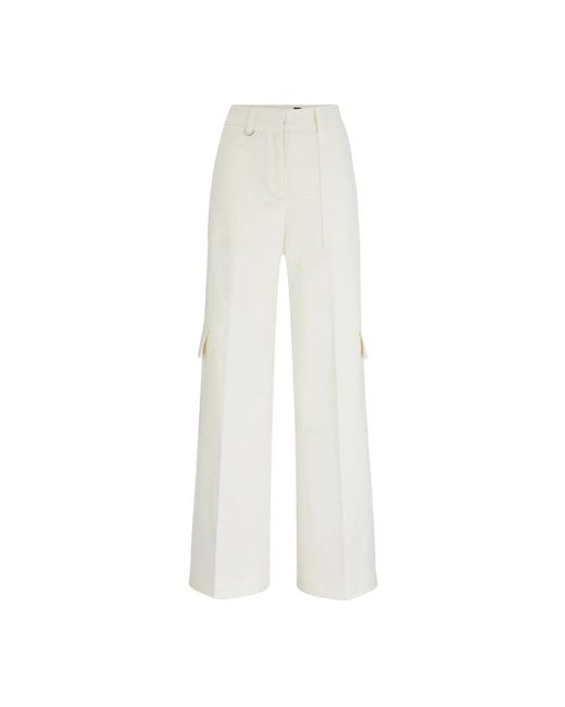 Boss White Wide Trousers