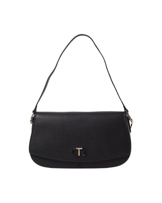 Twinset Black Schwarze Leder-Schultertasche