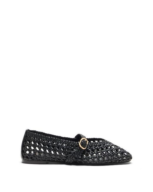 Stuart Weitzman Black Prima Woven Mary Jane