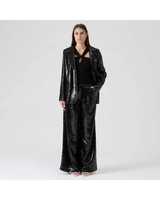 FEDERICA TOSI Black Pailletten blazer oversize schwarz eleganter stil