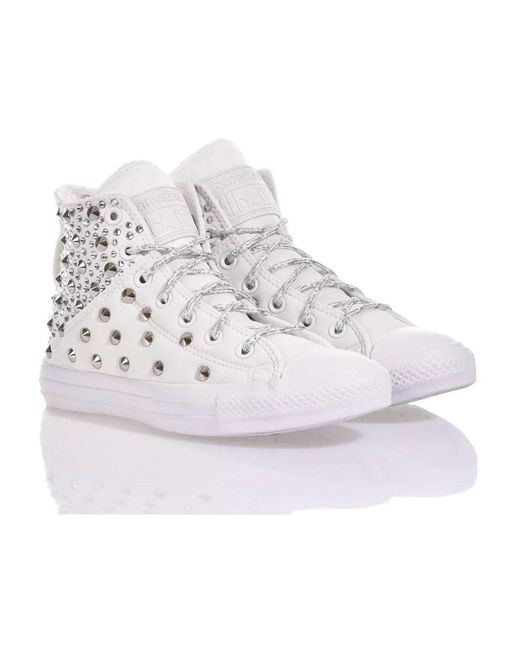 Converse White Handgefertigte weiße Sneaker für Frauen