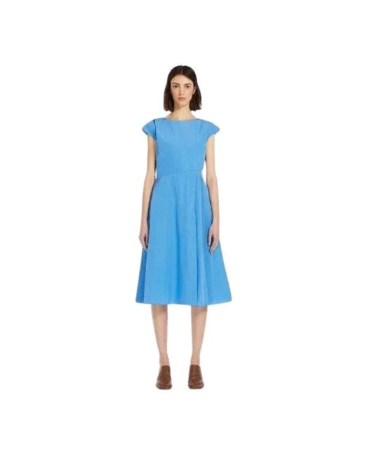 Weekend by Maxmara Blue Ärmelloses taffeta maxikleid