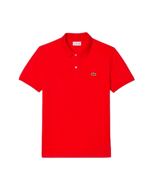 Lacoste Tops ,Rood ,Katoen Slim Fit Katoenen Polo Shirt (Rood) in het Red voor heren