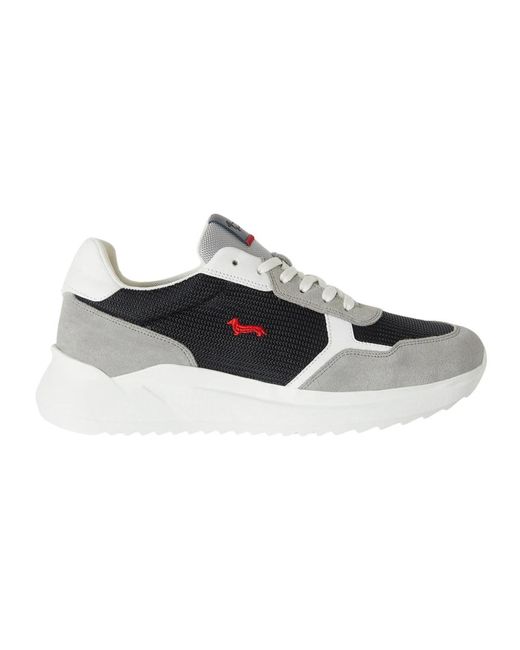 Harmont & Blaine Schoenen ,Veelkleurig ,Suède Blauw Grijs Bassotto Logo Sneakers in het Gray voor heren