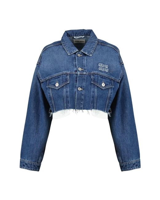 Miu Miu Blue Cropped Denim Jacket