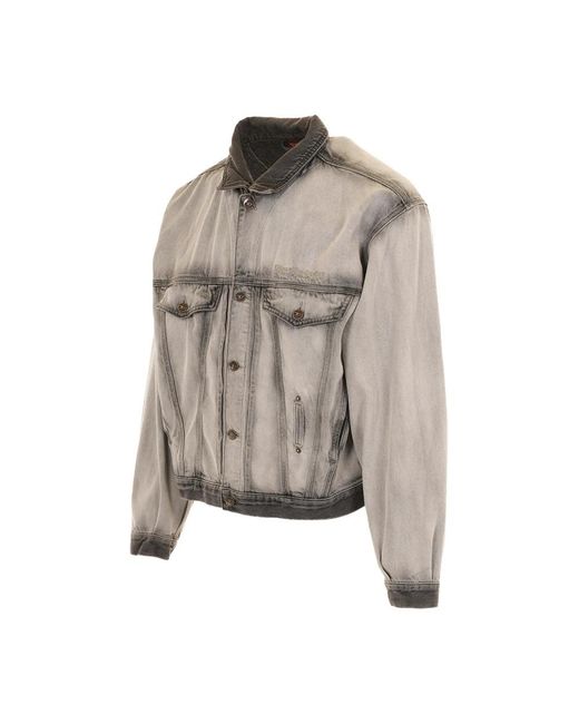 DIESEL Gray Denim Jackets for men