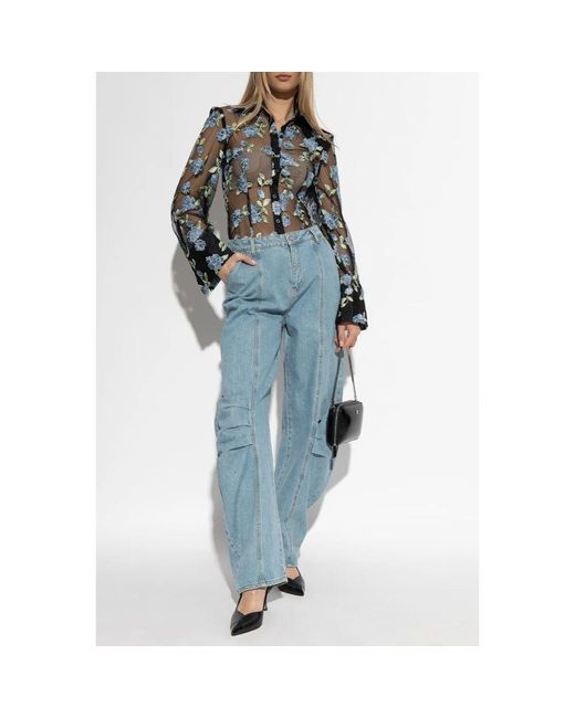 ROTATE BIRGER CHRISTENSEN Green Transparentes hemd mit blumenmuster