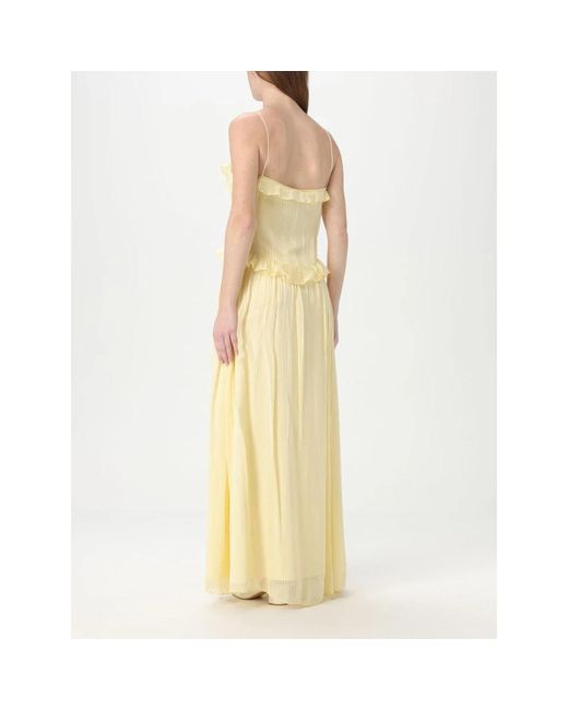 Twinset Yellow Elegantes Rüschen Maxikleid