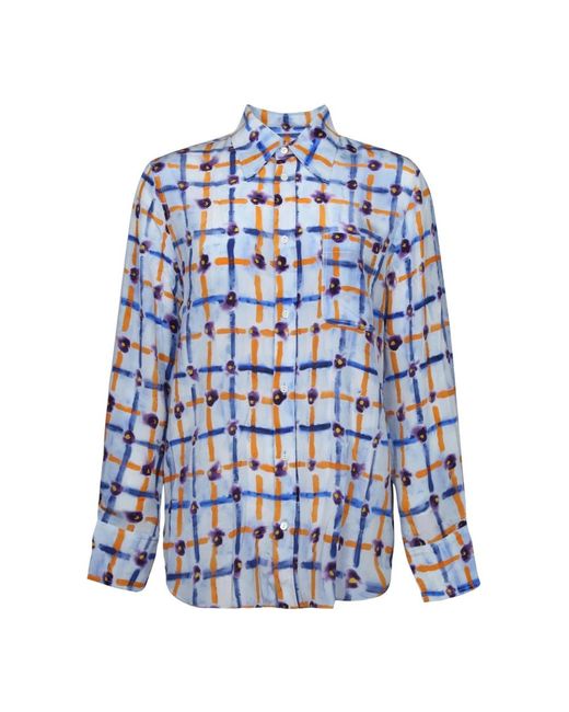 Camisa de seda con estampado geométrico Marni de color Blue
