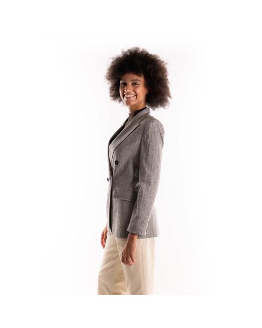 Marella Jassen ,Grijs ,Wol Grijze Wollen Blazer Jas in het Gray
