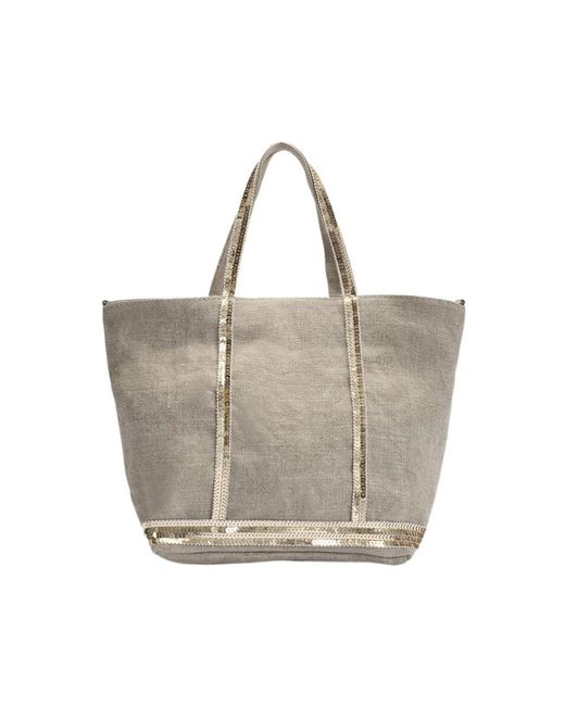 Vanessa Bruno Gray Small Linen Sequins Bag Grey