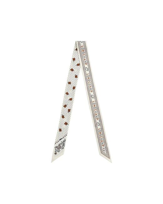 Longchamp White Silk Scarf Paris