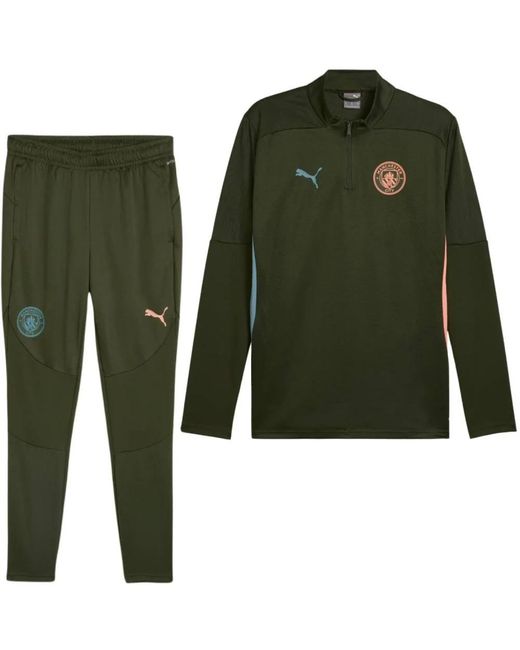 PUMA Fitness ,Groen ,Polyester Manchester City Trainingsjack 2024/2025 Groen in het Green voor heren