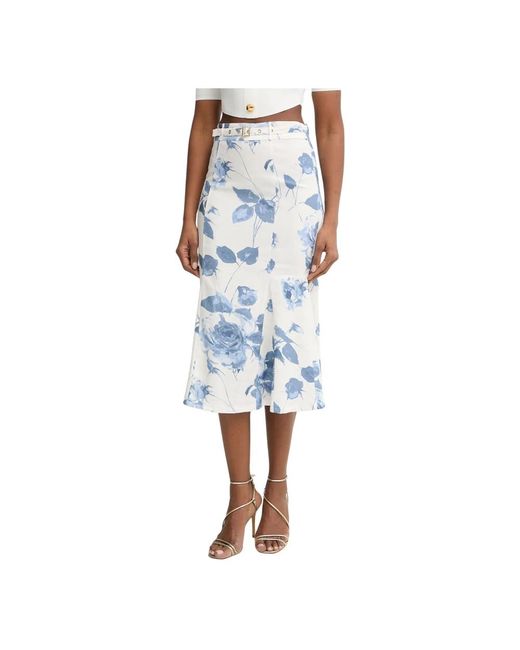 Guess Ryan Linnen Midi Rok in het Blue