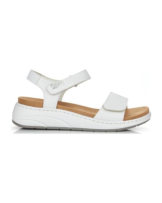 Rieker White Flat Sandals