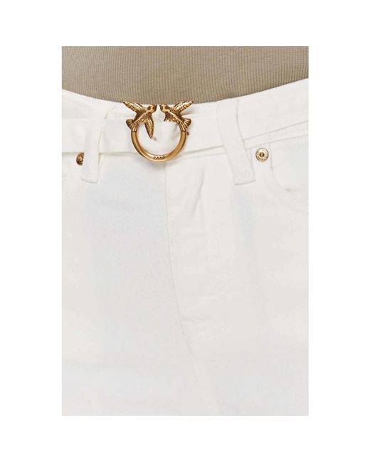 Pinko White Flare-fit weiße jeans mit love birds diamond cut schnalle