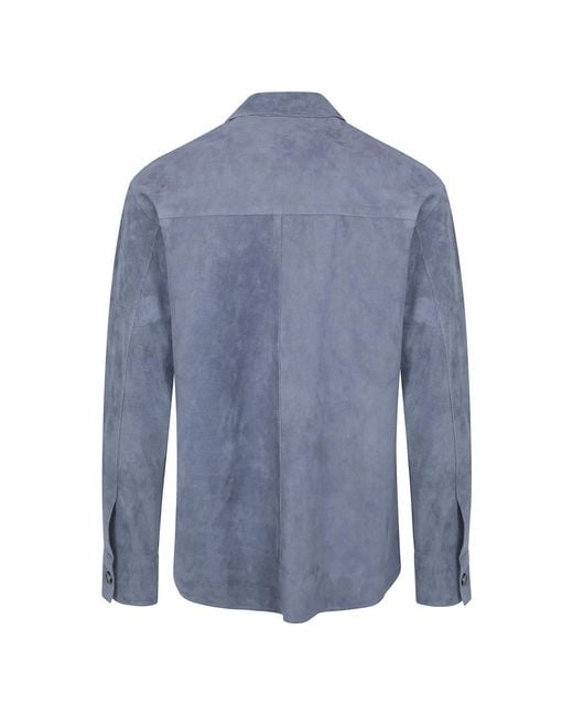 Lardini Blue Leather Jackets for men