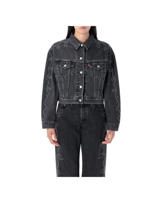 Levi's Jassen ,Zwart ,Denim Shrunken '90S Trucker Denim Jacket in het Black