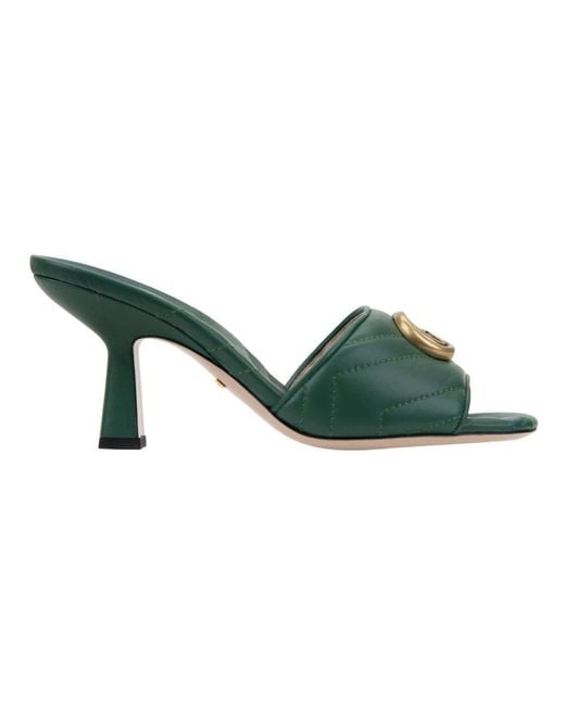 Gucci Green Heeled Mules
