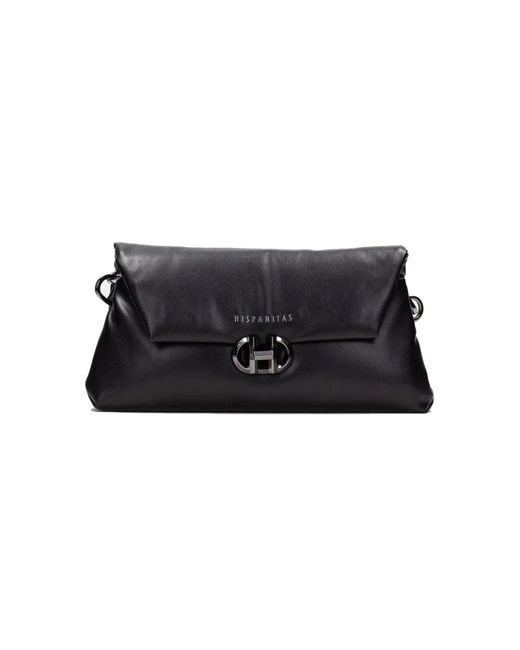Hispanitas Black Gepolsterte Schultertasche Mit Metall-Drehverschluss