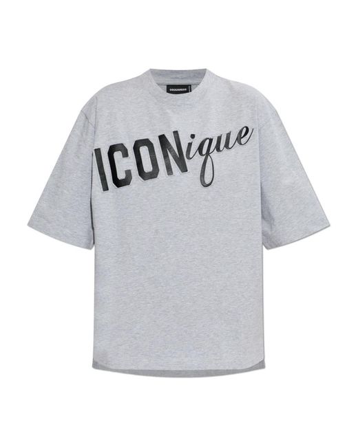 DSquared² Tops ,Grijs ,Katoen Logo T-Shirt in het Gray