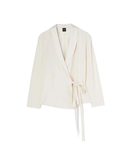 Camicia kimono crepe envers satin naturale di Aspesi in White