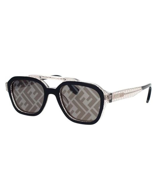 Fendi Black Geometrische Glamour Sonnenbrille Mit Silbernen Gläsern