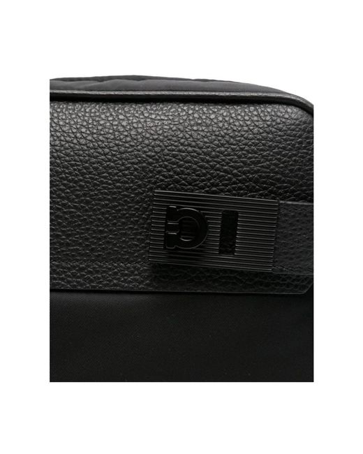 Ferragamo Zwarte Leren Schoudertas Met Logo in het Black voor heren