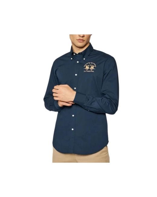 La Martina Blue Casual Shirts for men