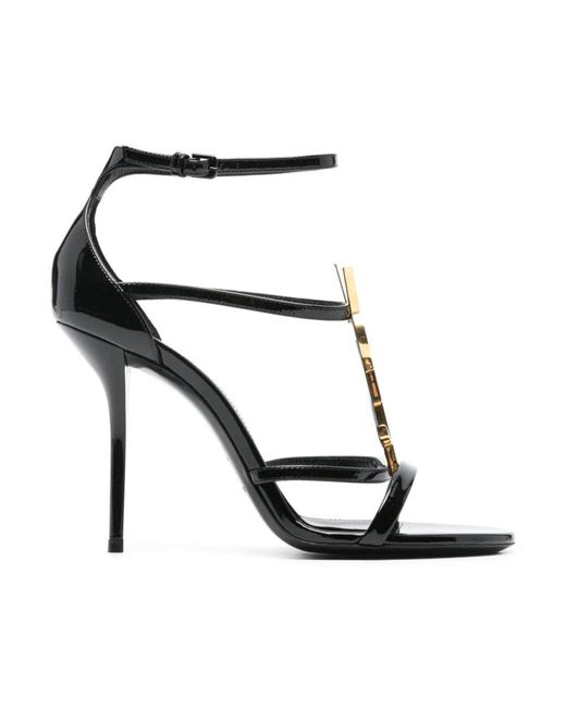 Sandalias Negras Con Tiras Vernice T10, Mujer, Talla Saint Laurent de color Black