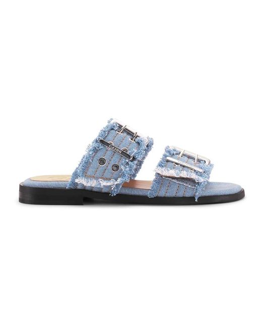 Ganni Blue Sliders