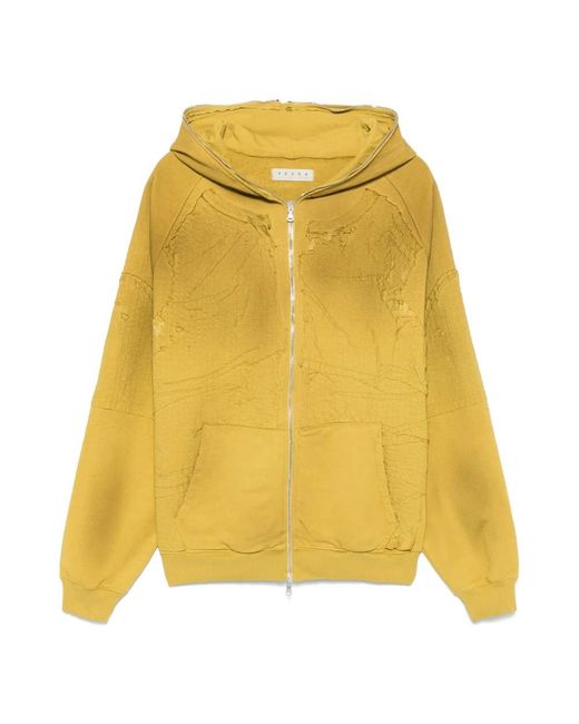 Paura Hoodies & Sweatvesten ,Geel ,Katoen Idris Full Zip Hoodie in het Yellow voor heren