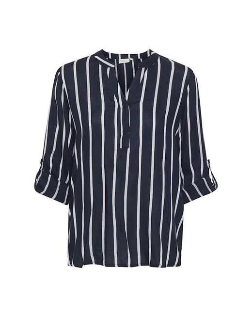 Kaffe Overhemden ,Blauw ,Gestreepte Blouse Midnight Marine/Chalk in het Blue
