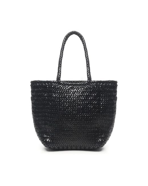Dragon Diffusion Black Handgewebte Ledertasche, Schwarz
