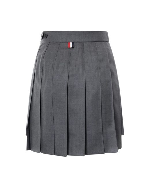 Thom Browne Gray Thigh Length Dropped Back Pleated Mini Skirt