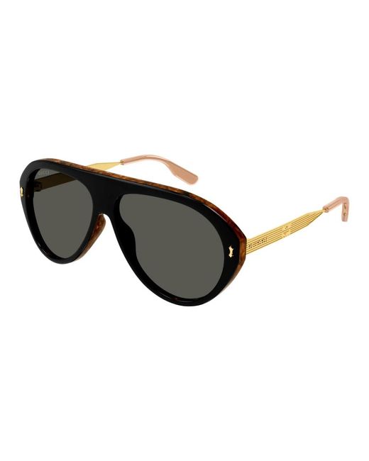 Gucci Black Gg1515S Linea Lettering Sunglasses for men